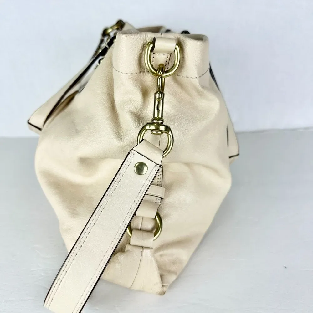 Coach Ashley Leather Carryall Satchel Purse Bone F15513